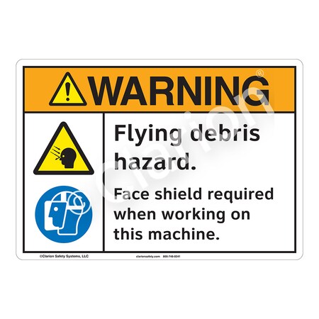 Warning Flying Debris Sign (F1202-)|Weather Tuff Plastic 10" X 7" with Corner Mounting Holes|ANSI Signs|Sign for Manufacturing, Construction, Mining, Laboratory